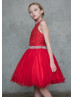 High Neck Beaded Flower Girl Dress